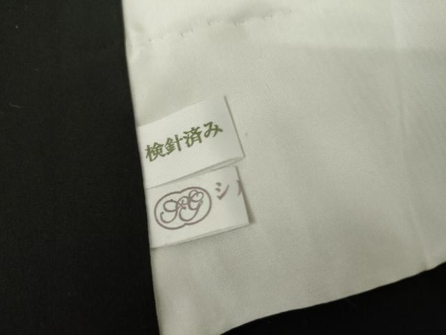 平和屋着物●訪問着　友禅　枝葉文　黒地　金彩　正絹　逸品　AABG9921cs