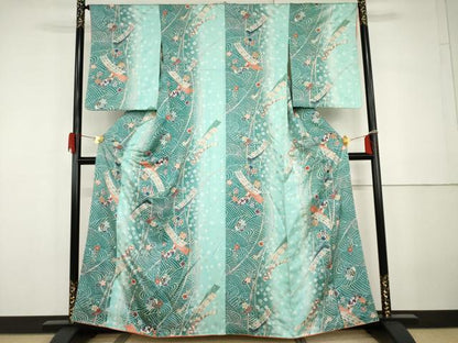 平和屋着物●上質な小紋　短冊花間道　暈し染め　金銀彩　正絹　逸品　AABG9925cs