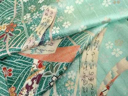 平和屋着物●上質な小紋　短冊花間道　暈し染め　金銀彩　正絹　逸品　AABG9925cs