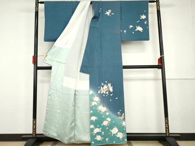 平和屋着物●訪問着　花蝶文　暈し染め　三越扱い　正絹　逸品　未使用　AABG9927cs