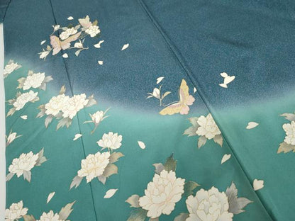 平和屋着物●訪問着　花蝶文　暈し染め　三越扱い　正絹　逸品　未使用　AABG9927cs