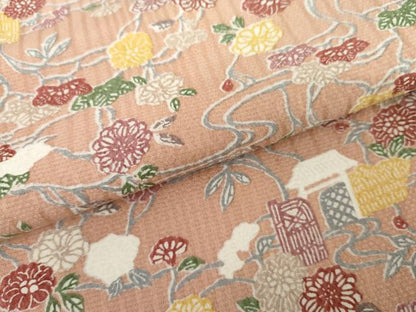 平和屋着物●上質な小紋　型染め　風景草花文　正絹　逸品　未使用　AABG9928cs
