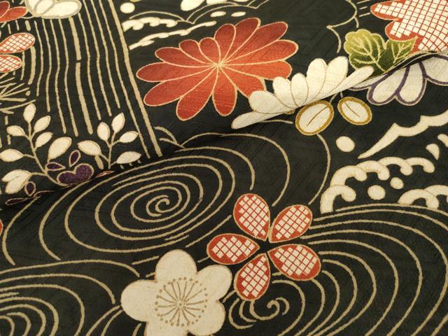 平和屋着物●訪問着　御所解き文様　黒地　金彩　正絹　逸品　AABG9933cs