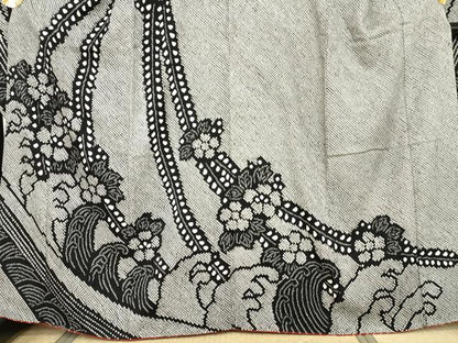 平和屋着物●豪華振袖　総絞り　立波草花文　黒地　正絹　逸品　AABG9935cs