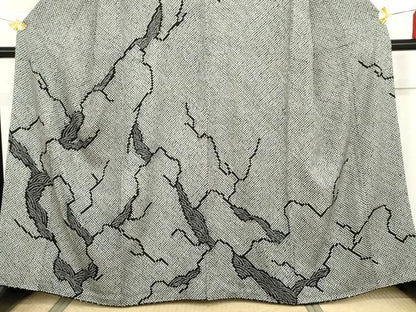 平和屋着物●訪問着　総絞り　黒地　正絹　逸品　AABG9936cs