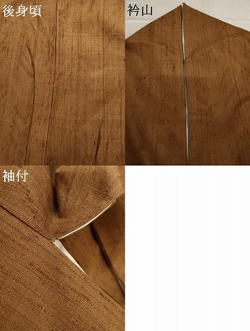 平和屋着物●浦野理一　経節紬　縞　正絹　逸品　AABG9938cs
