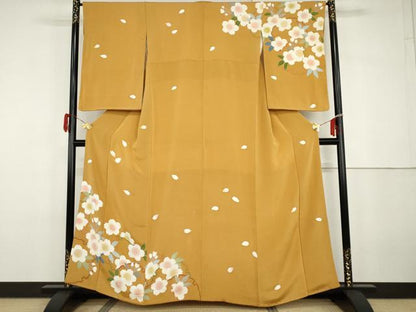 平和屋着物●訪問着　桜雪輪文　金彩　鬼しぼ縮緬　ますいわ屋扱い　正絹　逸品　AABG9939cs
