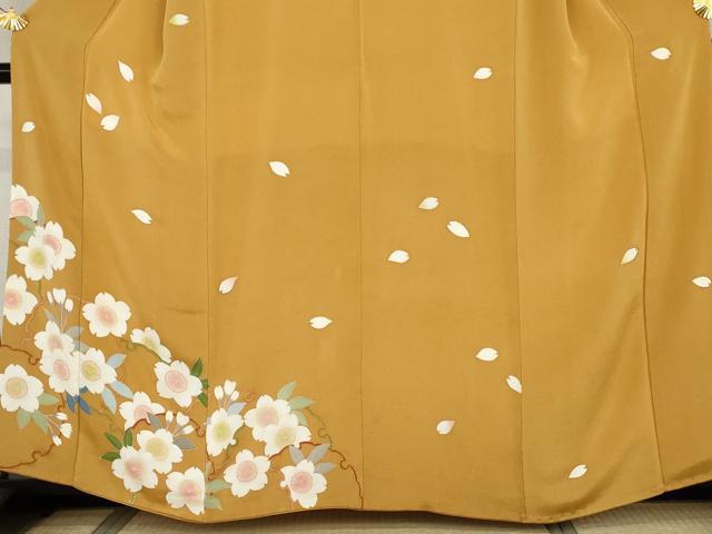平和屋着物●訪問着　桜雪輪文　金彩　鬼しぼ縮緬　ますいわ屋扱い　正絹　逸品　AABG9939cs