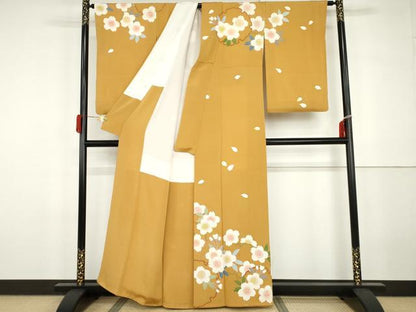 平和屋着物●訪問着　桜雪輪文　金彩　鬼しぼ縮緬　ますいわ屋扱い　正絹　逸品　AABG9939cs