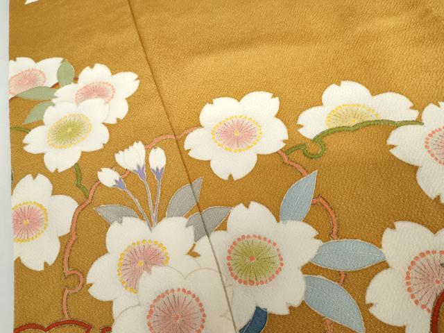 平和屋着物●訪問着　桜雪輪文　金彩　鬼しぼ縮緬　ますいわ屋扱い　正絹　逸品　AABG9939cs