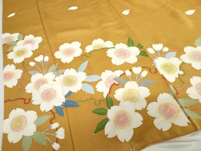 平和屋着物●訪問着　桜雪輪文　金彩　鬼しぼ縮緬　ますいわ屋扱い　正絹　逸品　AABG9939cs