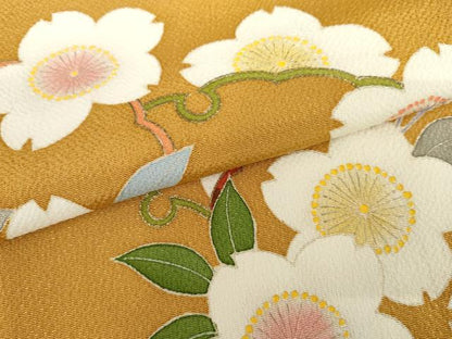 平和屋着物●訪問着　桜雪輪文　金彩　鬼しぼ縮緬　ますいわ屋扱い　正絹　逸品　AABG9939cs