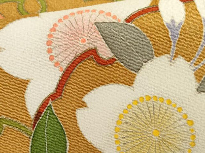 平和屋着物●訪問着　桜雪輪文　金彩　鬼しぼ縮緬　ますいわ屋扱い　正絹　逸品　AABG9939cs