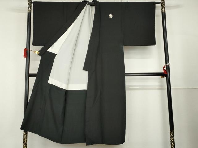 平和屋着物●男性　黒紋付　羽織セット　正絹　逸品　AABG9944cs
