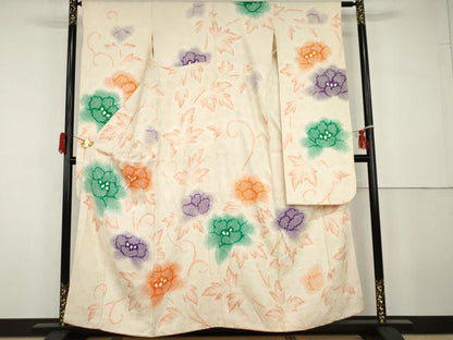 平和屋着物●豪華振袖　総絞り　花唐草文　正絹　逸品　AABG9946cs