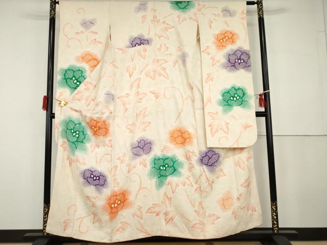 平和屋着物●豪華振袖　総絞り　花唐草文　正絹　逸品　AABG9946cs