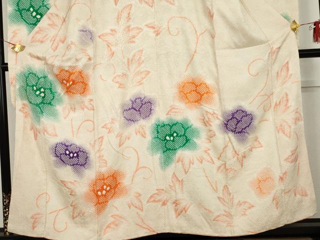 平和屋着物●豪華振袖　総絞り　花唐草文　正絹　逸品　AABG9946cs