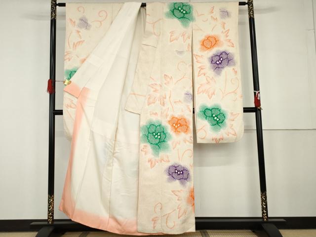 平和屋着物●豪華振袖　総絞り　花唐草文　正絹　逸品　AABG9946cs