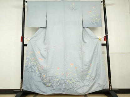 平和屋着物●訪問着　友禅　作家物　枝花文　正絹　逸品　AABG9950cs