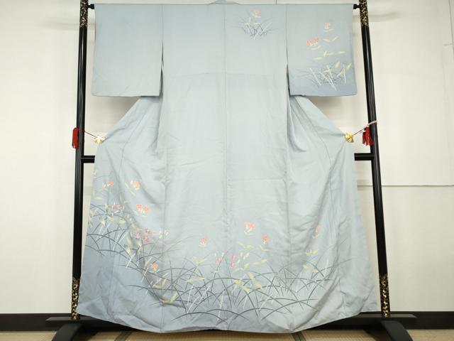 平和屋着物●訪問着　友禅　作家物　枝花文　正絹　逸品　AABG9950cs