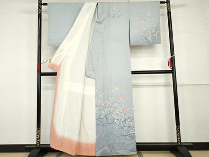 平和屋着物●訪問着　友禅　作家物　枝花文　正絹　逸品　AABG9950cs