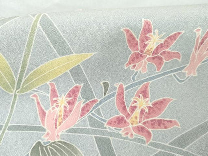 平和屋着物●訪問着　友禅　作家物　枝花文　正絹　逸品　AABG9950cs