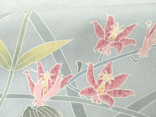 平和屋着物●訪問着　友禅　作家物　枝花文　正絹　逸品　AABG9950cs