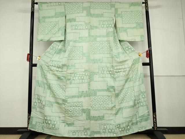 平和屋着物●上質な小紋　絞り　吉祥色紙重ね文　正絹　逸品　AABG9962cs 平和屋着物○上質な小紋 絞り 吉祥色紙重ね文 正絹 逸品 AABG9962cs