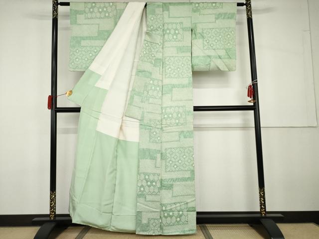 平和屋着物●上質な小紋　絞り　吉祥色紙重ね文　正絹　逸品　AABG9962cs 平和屋着物○上質な小紋 絞り 吉祥色紙重ね文 正絹 逸品 AABG9962cs