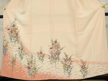 平和屋着物●訪問着　木版染め　枝花文　正絹　逸品　AABG9965cs