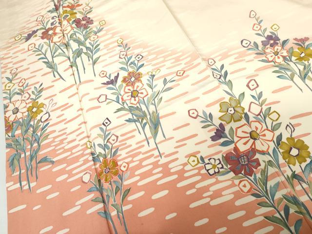 平和屋着物●訪問着　木版染め　枝花文　正絹　逸品　AABG9965cs
