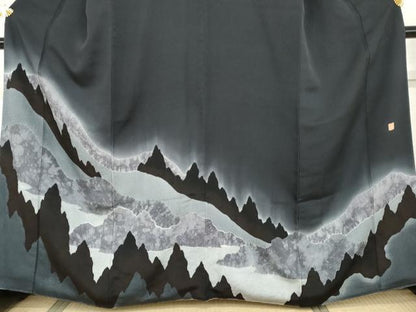 平和屋着物●絞り染色作家　藤井浩　訪問着　遠山樹林文　正絹　逸品　AABG9968cs