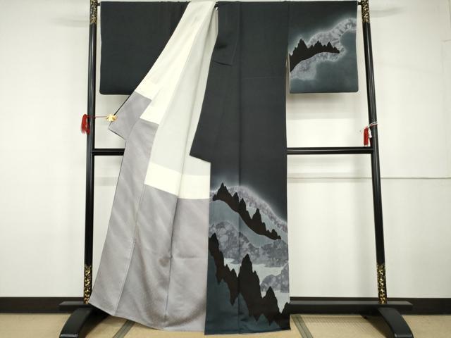 平和屋着物●絞り染色作家　藤井浩　訪問着　遠山樹林文　正絹　逸品　AABG9968cs 楽天市場】平和屋着物□極上 絞り染色作家 藤井浩 訪問着 ロング丈 枝