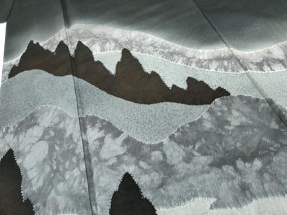 平和屋着物●絞り染色作家　藤井浩　訪問着　遠山樹林文　正絹　逸品　AABG9968cs