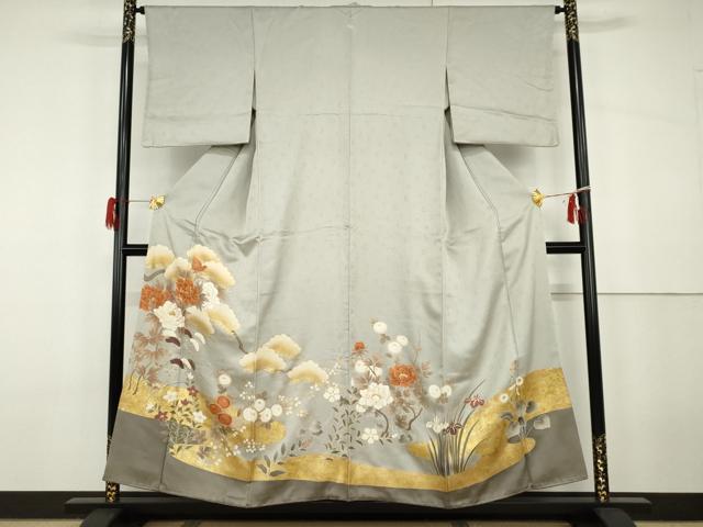 平和屋着物●豪華色留袖　駒刺繍　花松文　金彩　正絹　逸品　AABG9969cs 平和屋着物○豪華色留袖 駒刺繍 花松文 金彩 正絹 逸品 AABG9969cs