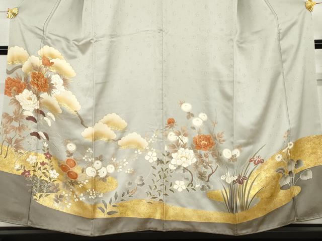 平和屋着物○豪華色留袖 駒刺繍 花松文 金彩 正絹 逸品 AABG9969cs