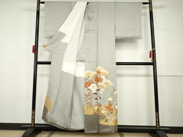 平和屋着物●豪華色留袖　駒刺繍　花松文　金彩　正絹　逸品　AABG9969cs 平和屋着物○豪華色留袖 駒刺繍 花松文 金彩 正絹 逸品 AABG9969cs