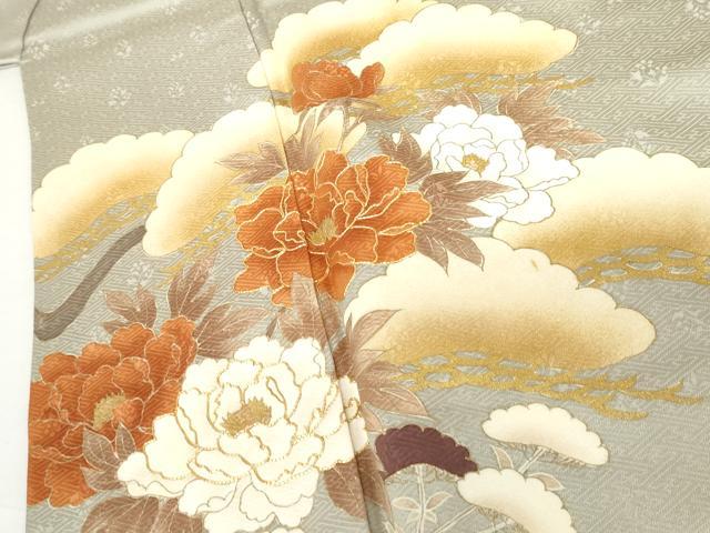 平和屋着物●豪華色留袖　駒刺繍　花松文　金彩　正絹　逸品　AABG9969cs 平和屋着物○豪華色留袖 駒刺繍 花松文 金彩 正絹 逸品 AABG9969cs