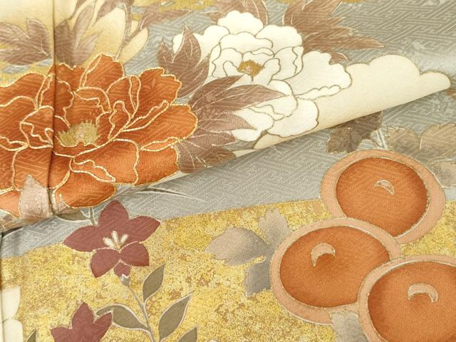 平和屋着物●豪華色留袖　駒刺繍　花松文　金彩　正絹　逸品　AABG9969cs 平和屋着物○豪華色留袖 駒刺繍 花松文 金彩 正絹 逸品 AABG9969cs