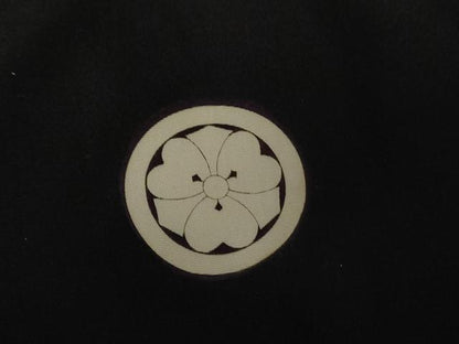 平和屋着物●男性　黒紋付　羽織セット　正絹　逸品　AABG9974cs
