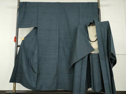 平和屋着物●男性　塩沢紬　アンサンブル　十字　正絹　逸品　AABG9975cs
