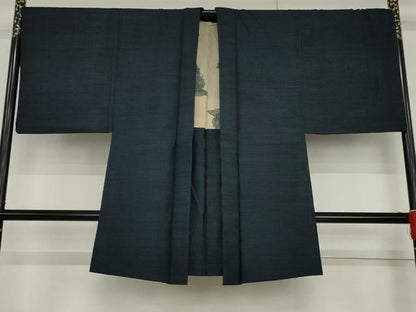 平和屋着物●男性　塩沢紬　アンサンブル　十字　正絹　逸品　AABG9975cs