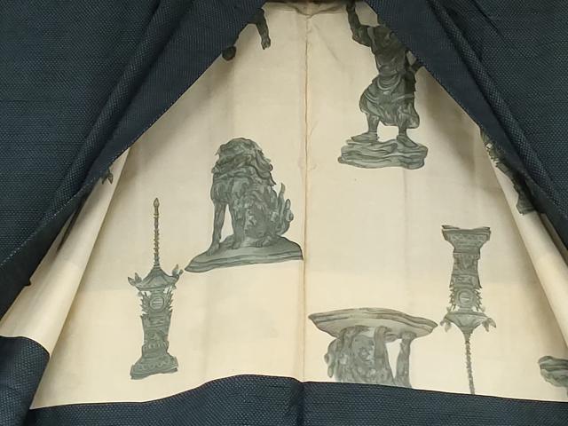 平和屋着物●男性　塩沢紬　アンサンブル　十字　正絹　逸品　AABG9975cs