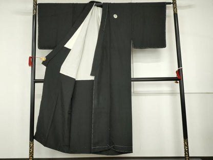 平和屋着物●男性　黒紋付　羽織セット　正絹　逸品　未使用　AABG9979cs