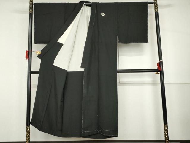 平和屋着物●男性　黒紋付　羽織セット　正絹　逸品　未使用　AABG9979cs