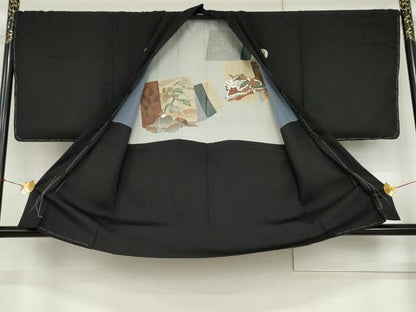 平和屋着物●男性　黒紋付　羽織セット　正絹　逸品　未使用　AABG9979cs
