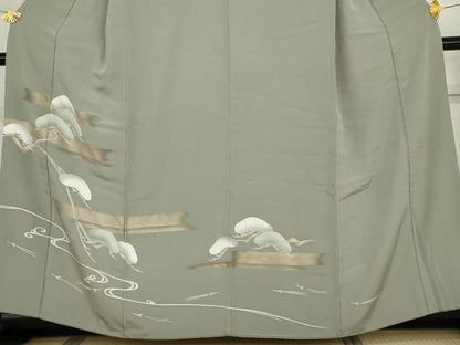 平和屋着物●京友禅作家　倉田泰波　訪問着　流水花松文　正絹　逸品　AABG9982cs