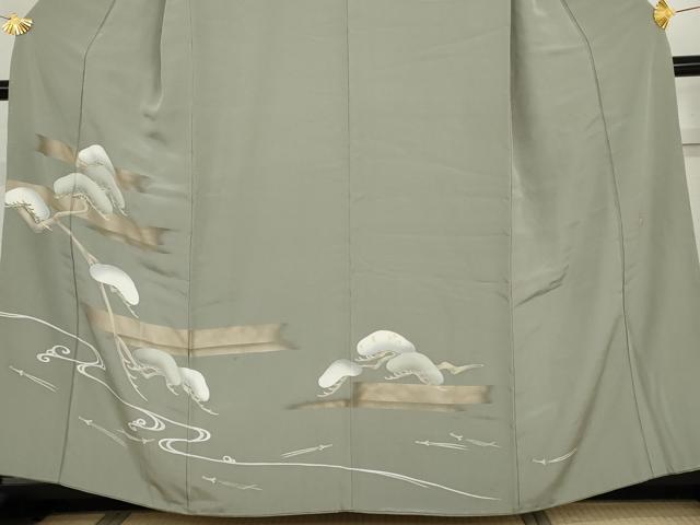 平和屋着物●京友禅作家　倉田泰波　訪問着　流水花松文　正絹　逸品　AABG9982cs