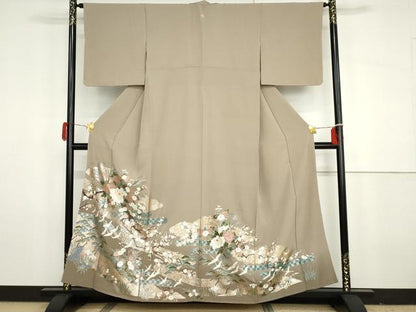 平和屋着物●豪華色留袖　駒刺繍　飛鶴梅松花文　金銀彩　正絹　逸品　未使用　AABG9983cs