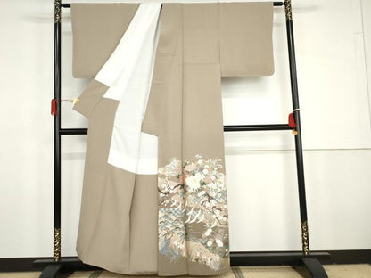 平和屋着物●豪華色留袖　駒刺繍　飛鶴梅松花文　金銀彩　正絹　逸品　未使用　AABG9983cs
